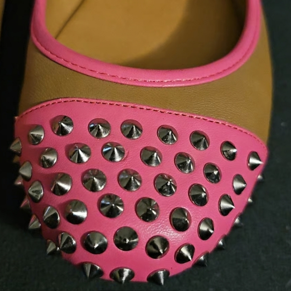Faded Glory Pink and Brown Studded Loafers - Picture 3 of 5